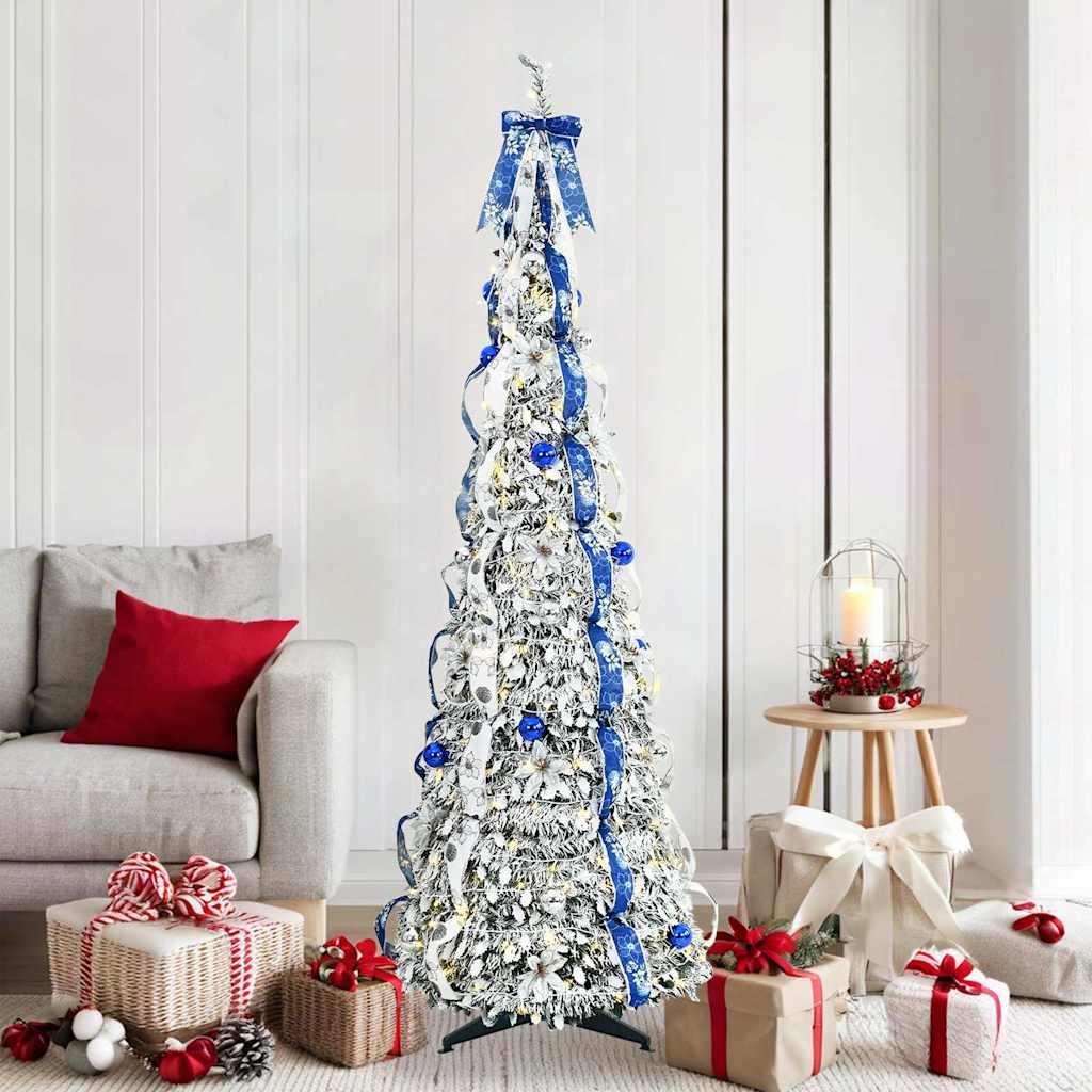 Albero di Natale artificiale con 150 LED, verde, 180 cm, PVC