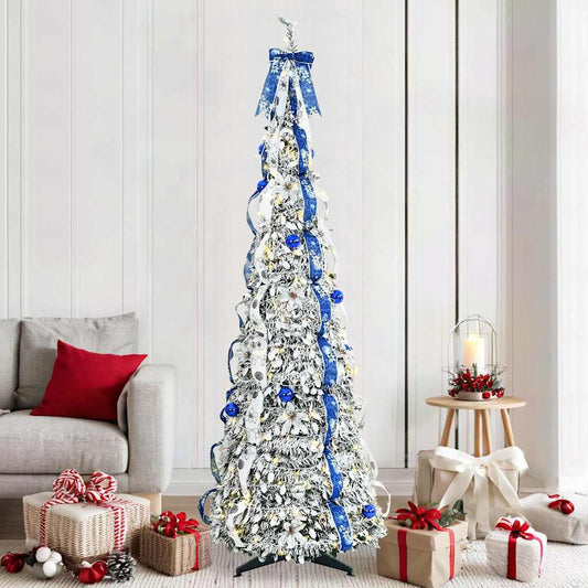Albero di Natale artificiale con 200 LED, bianco, 210 cm, PVC