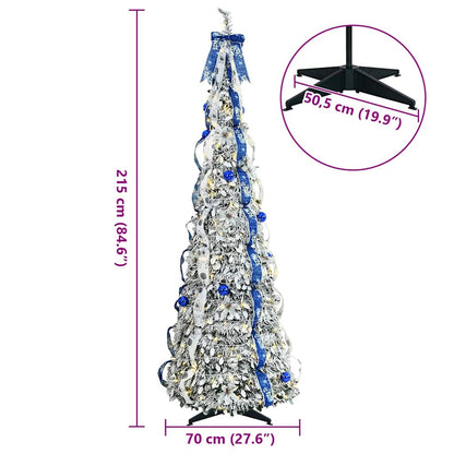 Künstlicher Weihnachtsbaum mit 200 LEDs Weiß 210 cm PVC