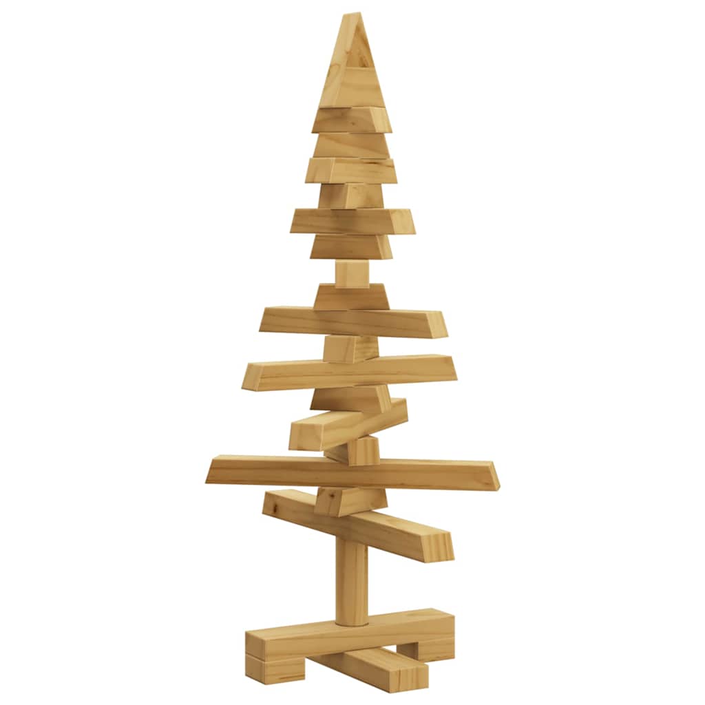 Albero di Natale in legno con supporto, marrone, 60 cm, legno di pino massiccio