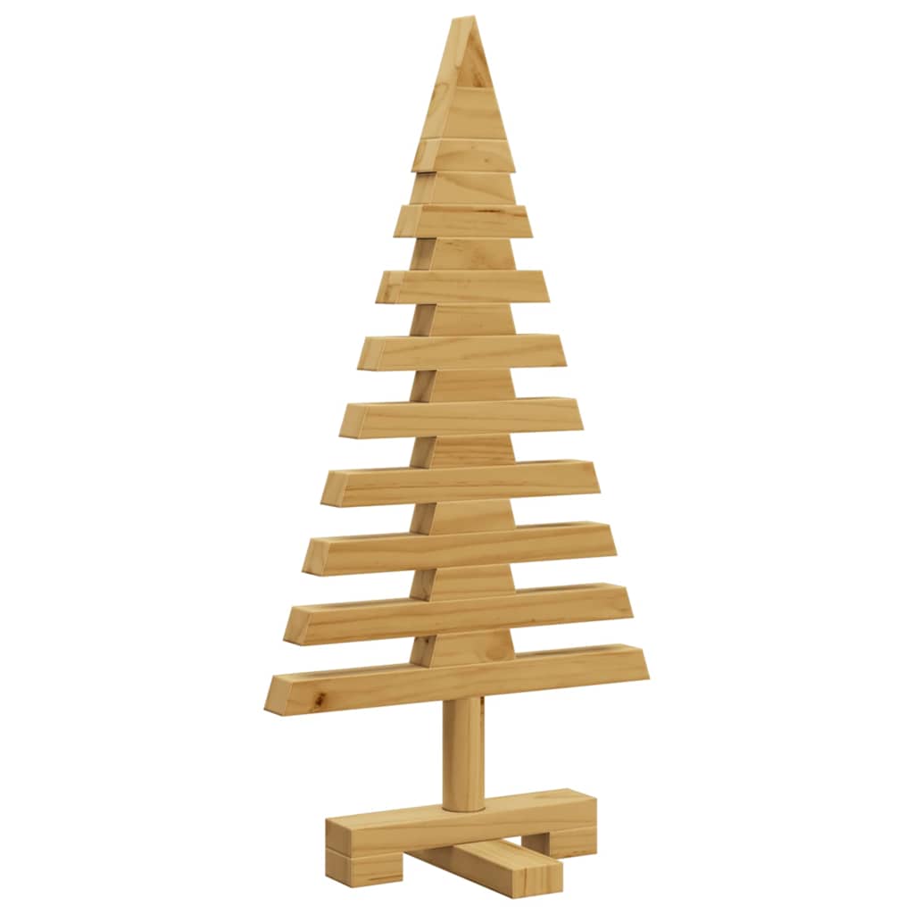 Albero di Natale in legno con supporto, marrone, 60 cm, legno di pino massiccio