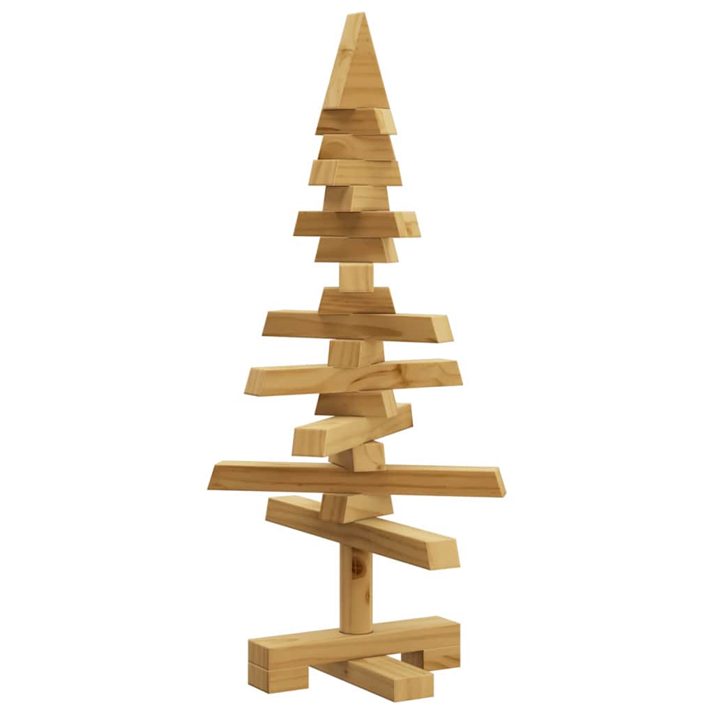 Albero di Natale in legno con supporto, marrone, 60 cm, legno di pino massiccio