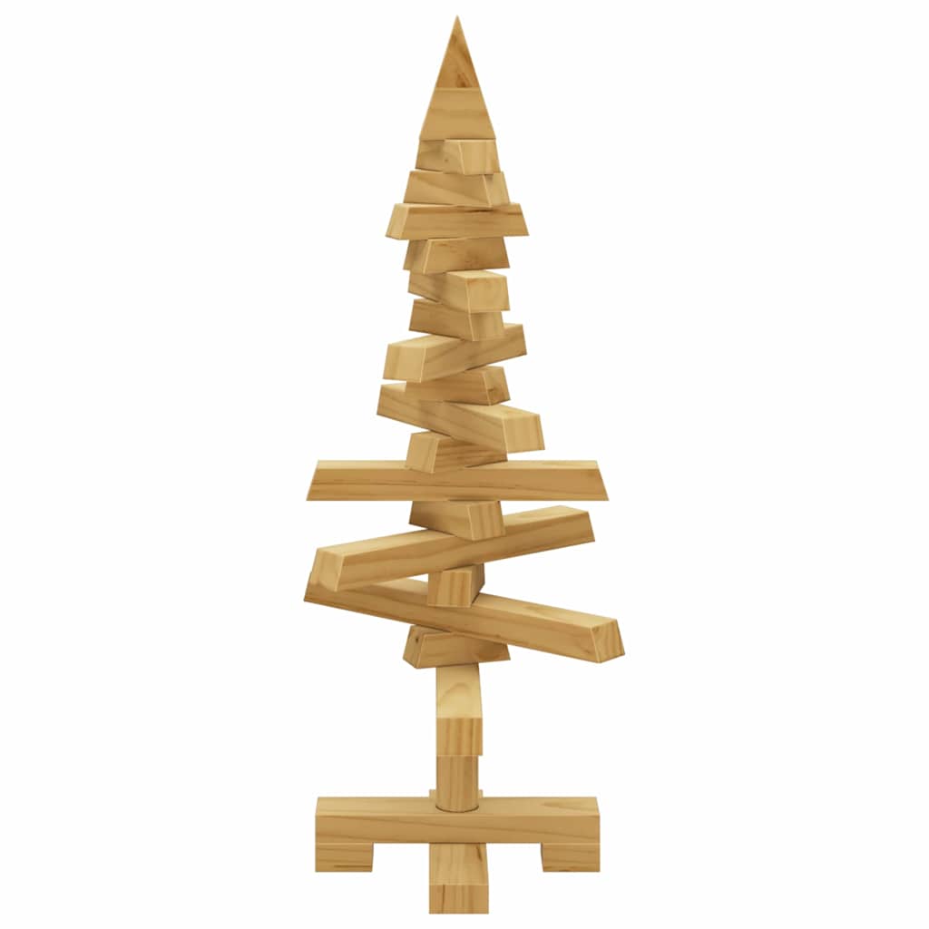 Albero di Natale in legno con supporto, marrone, 60 cm, legno di pino massiccio