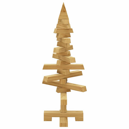 Albero di Natale in legno con supporto, marrone, 60 cm, legno di pino massiccio