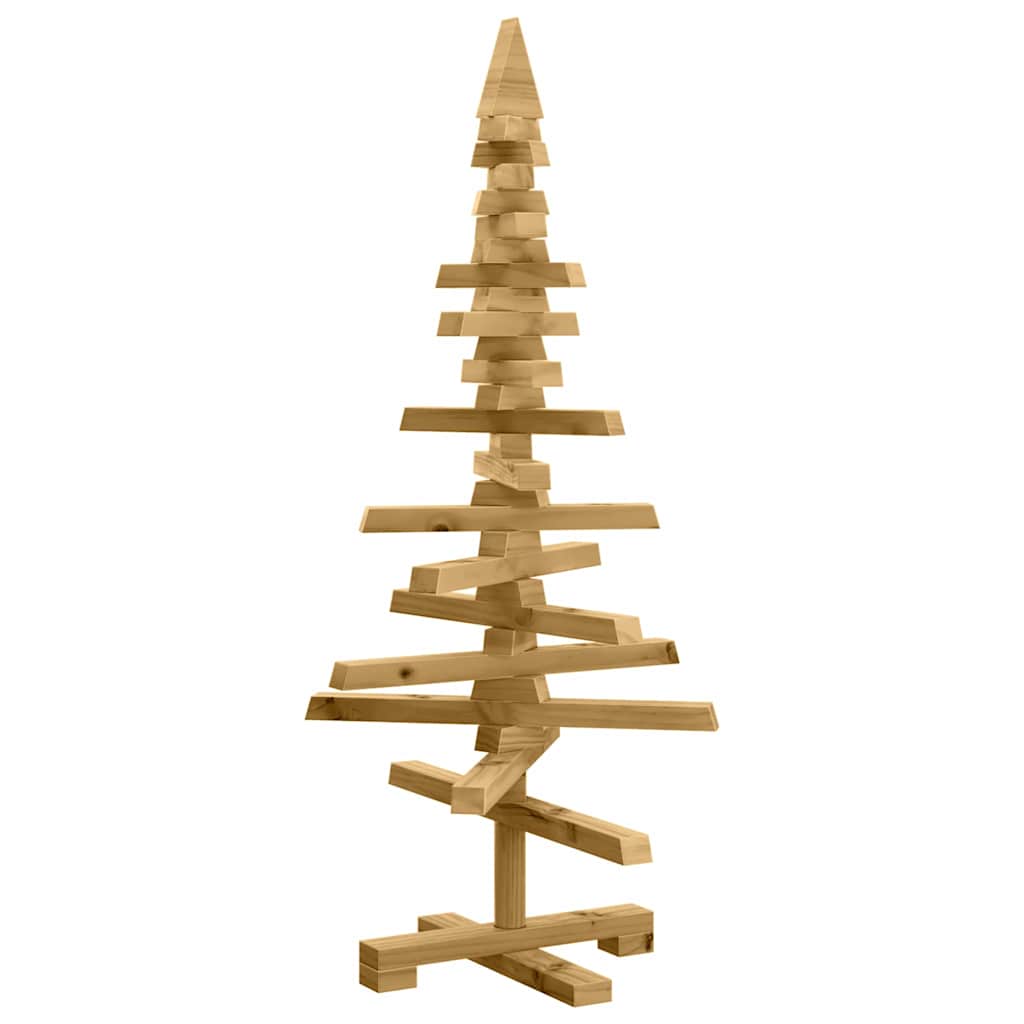 Albero di Natale in legno con supporto, marrone, 90 cm, legno di pino massiccio