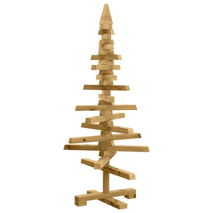 Albero di Natale in legno con supporto, marrone, 90 cm, legno di pino massiccio
