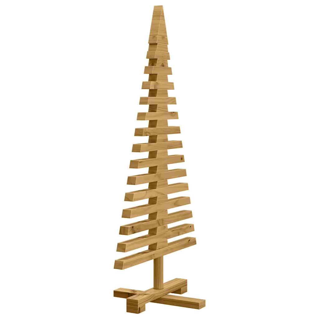 Albero di Natale in legno con supporto, marrone, 90 cm, legno di pino massiccio