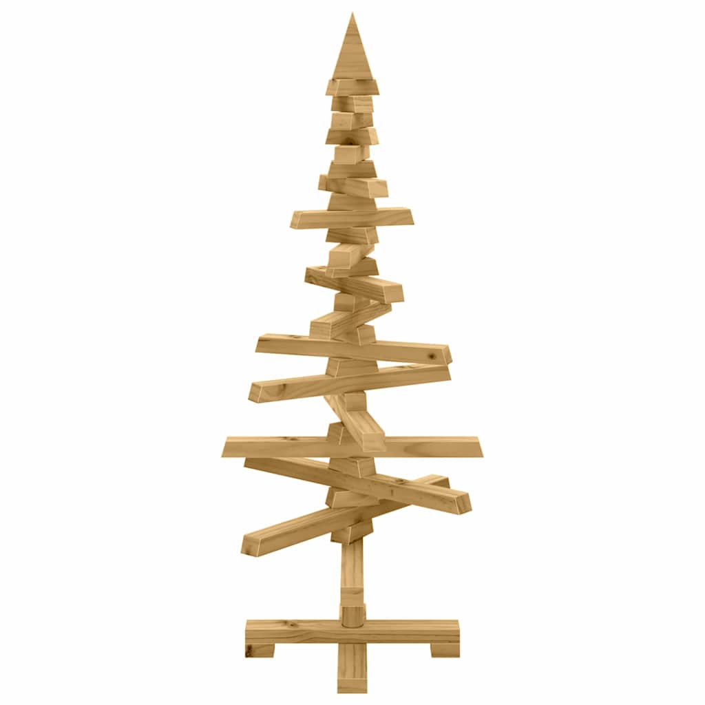 Albero di Natale in legno con supporto, marrone, 90 cm, legno di pino massiccio
