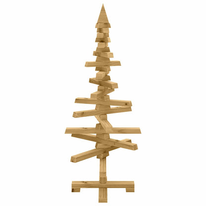 Albero di Natale in legno con supporto, marrone, 90 cm, legno di pino massiccio