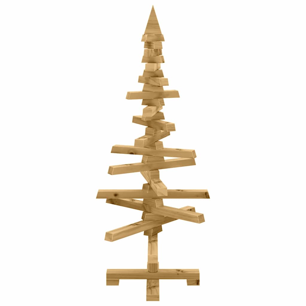 Albero di Natale in legno con supporto, marrone, 90 cm, legno di pino massiccio
