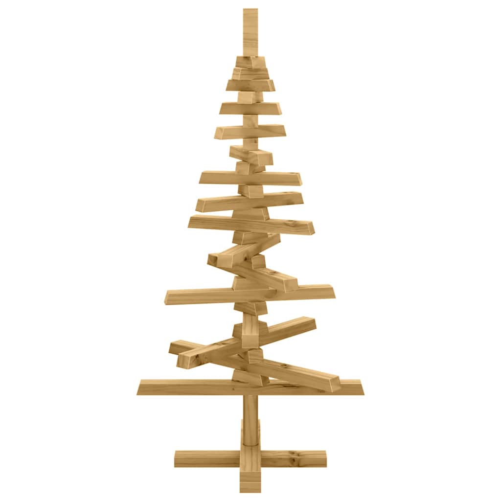 Albero di Natale in legno con supporto, marrone, 90 cm, legno di pino massiccio