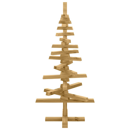 Albero di Natale in legno con supporto, marrone, 90 cm, legno di pino massiccio