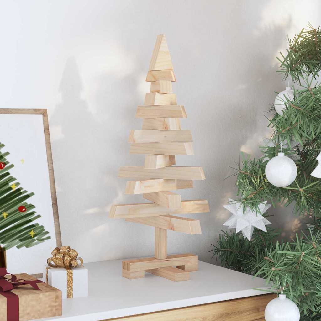 Alberi di Natale con supporto, naturali, 60 cm, legno di pino massiccio