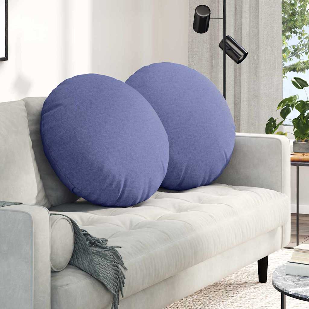 Cuscini per seduta, 2 pezzi, blu denim, Ø60 x 21 cm, tessuto