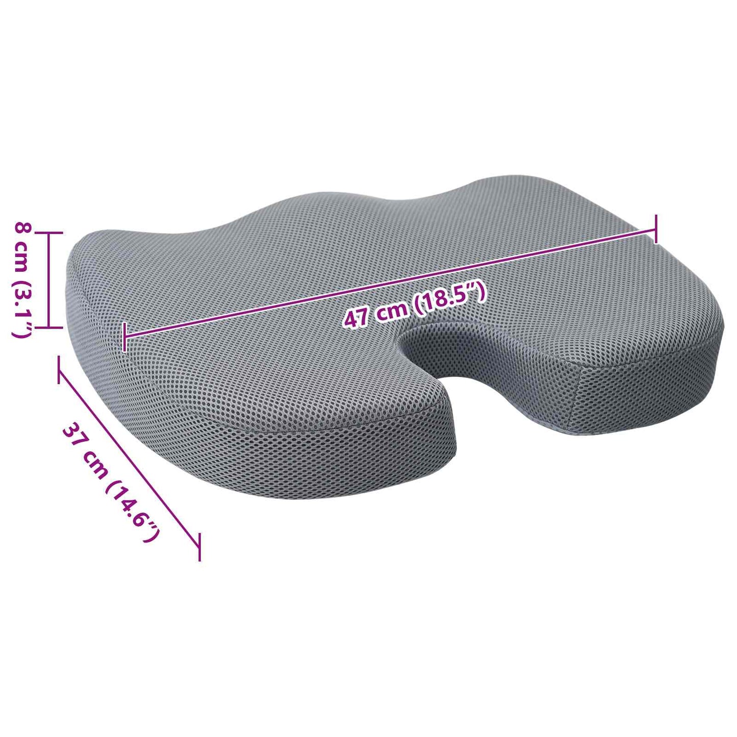 Sitzkissen Einfarbig Grau 47 x 37 x 8 cm Viscoschaum