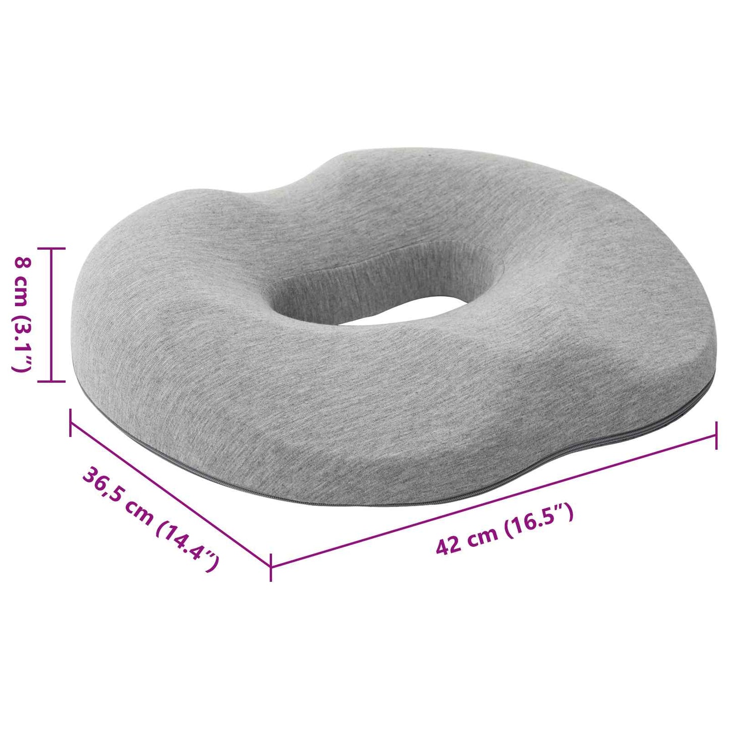 Sitzkissen Einfarbig Hellgrau 42 x 36,5 x 8 cm Viscoschaum