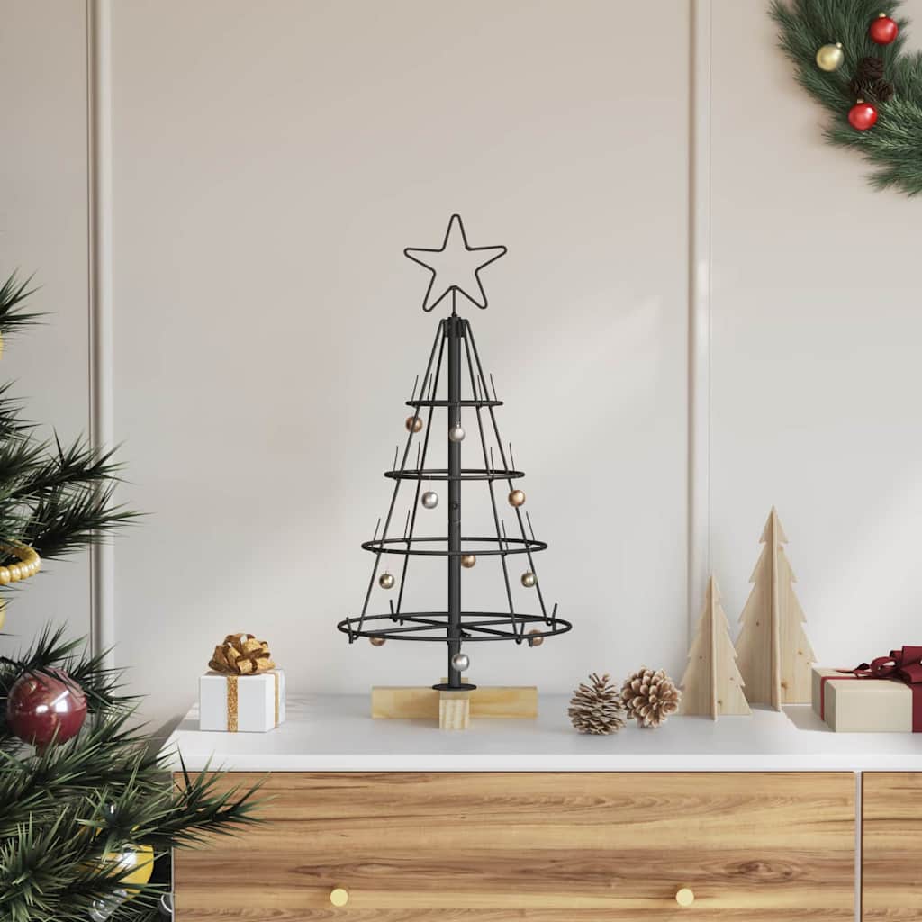 Albero di Natale a pigna con supporto nero 60 cm in acciaio