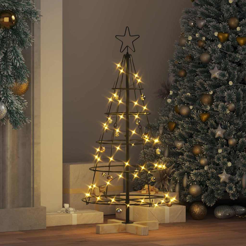 Albero di Natale a pigne con supporto, nero, 90 cm, acciaio