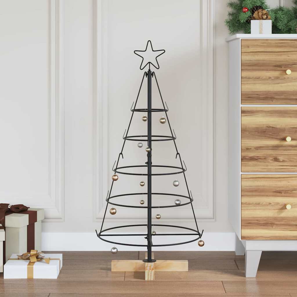 Albero di Natale a pigne con supporto, nero, 90 cm, acciaio