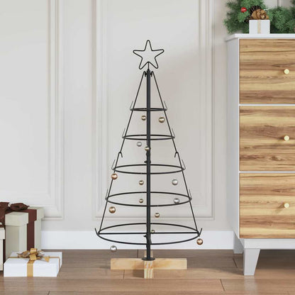 Albero di Natale a pigne con supporto, nero, 90 cm, acciaio