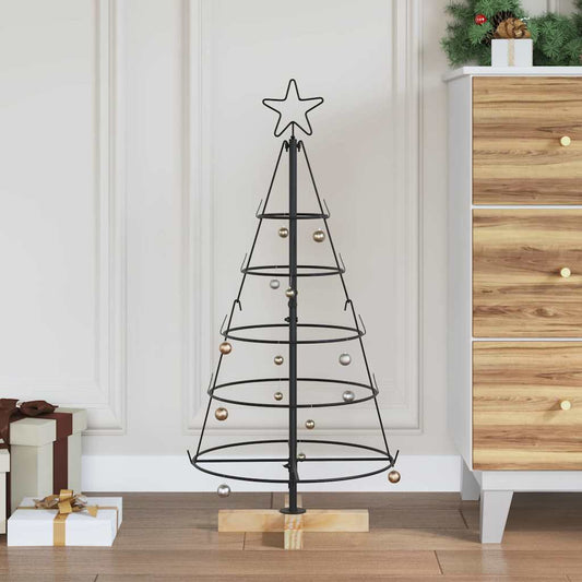 Albero di Natale a pigne con supporto, nero, 90 cm, acciaio