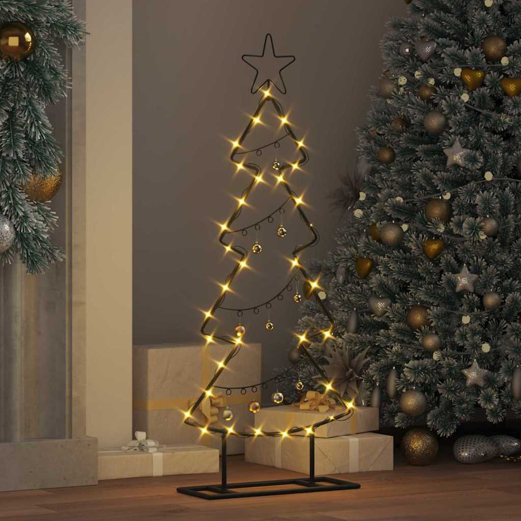 Albero di Natale in metallo con supporto, nero, 90 cm, acciaio