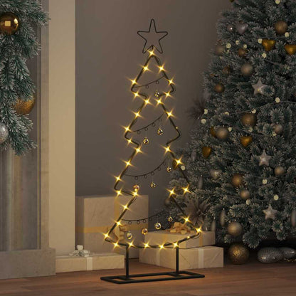 Albero di Natale in metallo con supporto, nero, 90 cm, acciaio