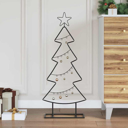 Albero di Natale in metallo con supporto, nero, 90 cm, acciaio