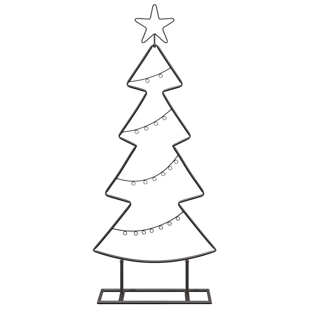Albero di Natale in metallo con supporto, nero, 90 cm, acciaio
