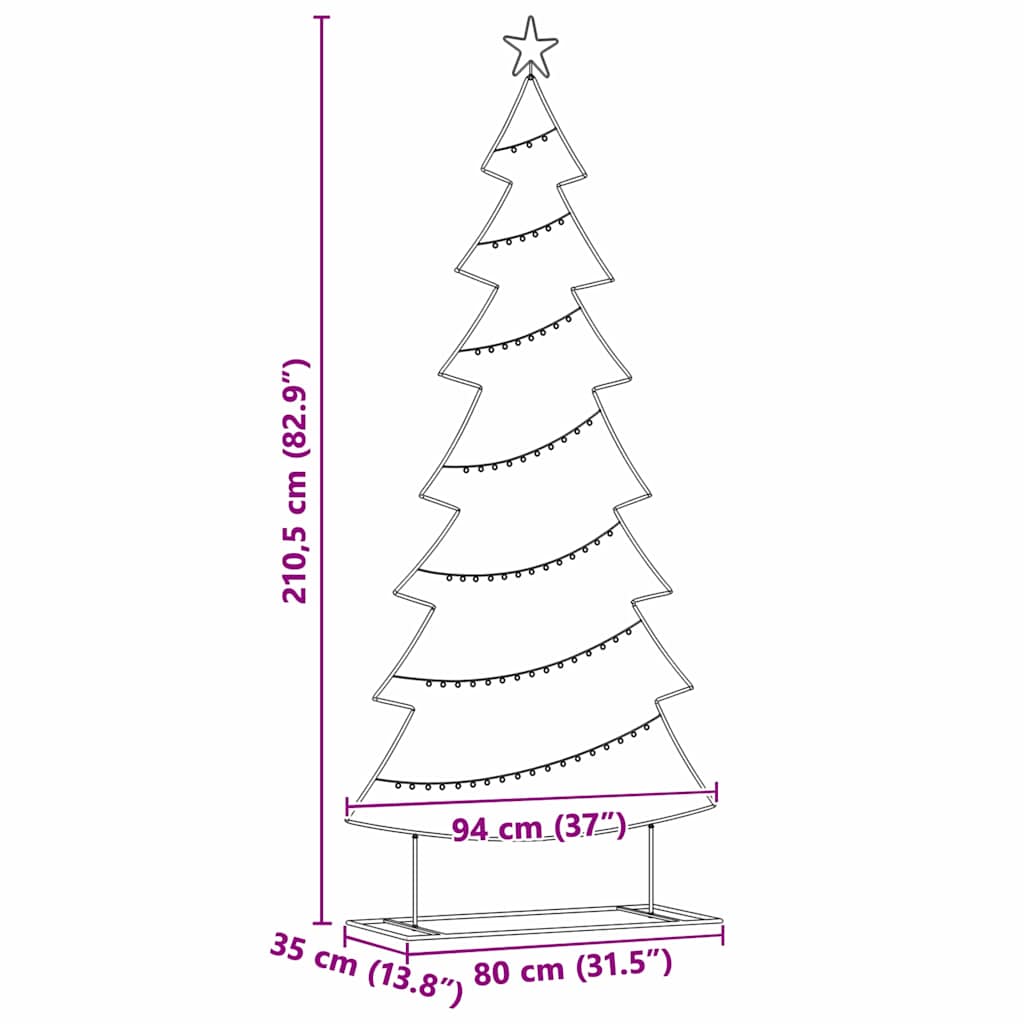 Metall Weihnachtsbaum mit Ständer Schwarz 210 cm Stahl