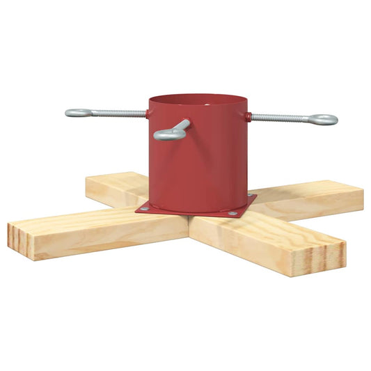 Supporto per albero di Natale, rosso, 50 x 50 x 16 cm, legno di pino massiccio