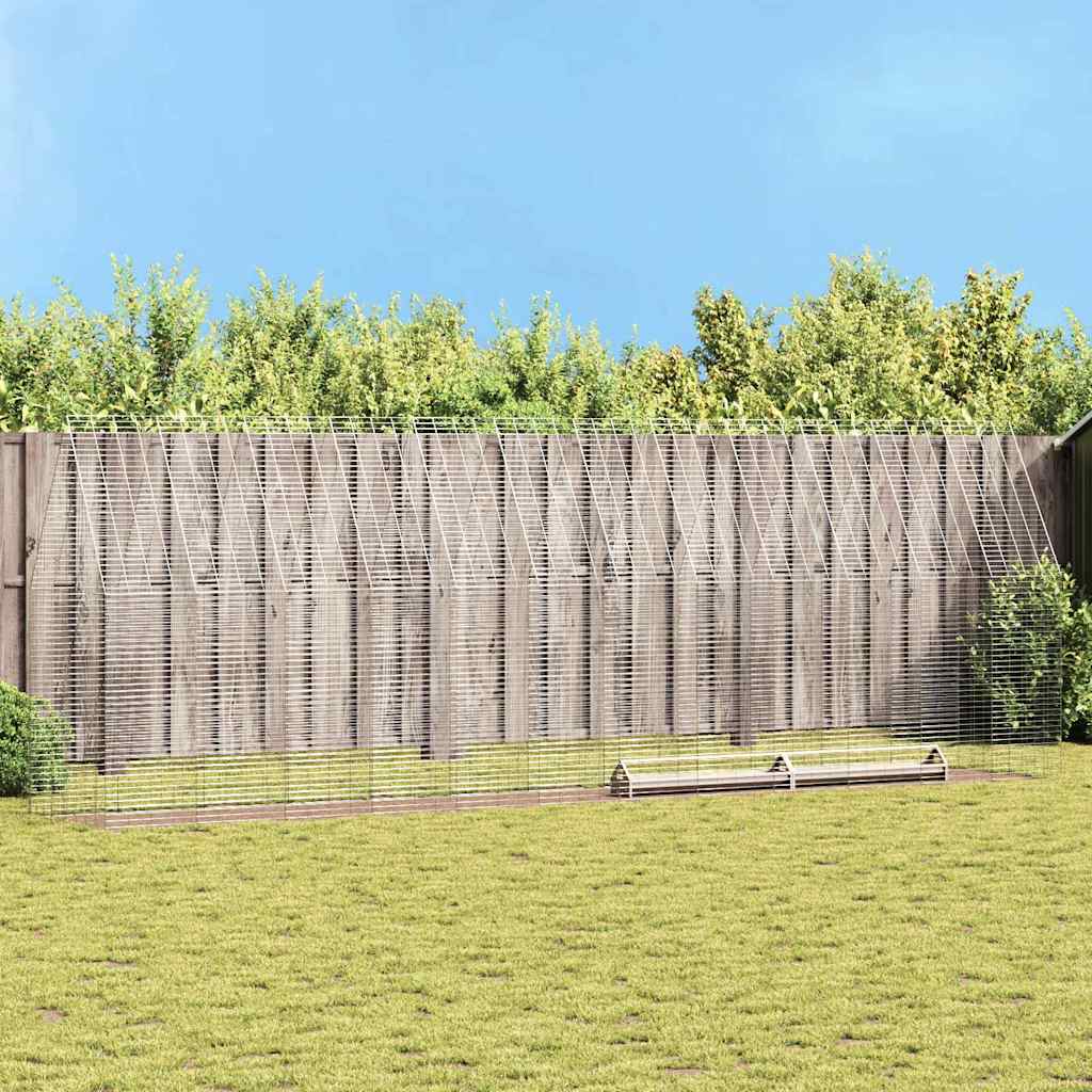 Hühnerkäfig 2 pcs Silber 600 x 100 x 210 cm Verzinkter Stahl