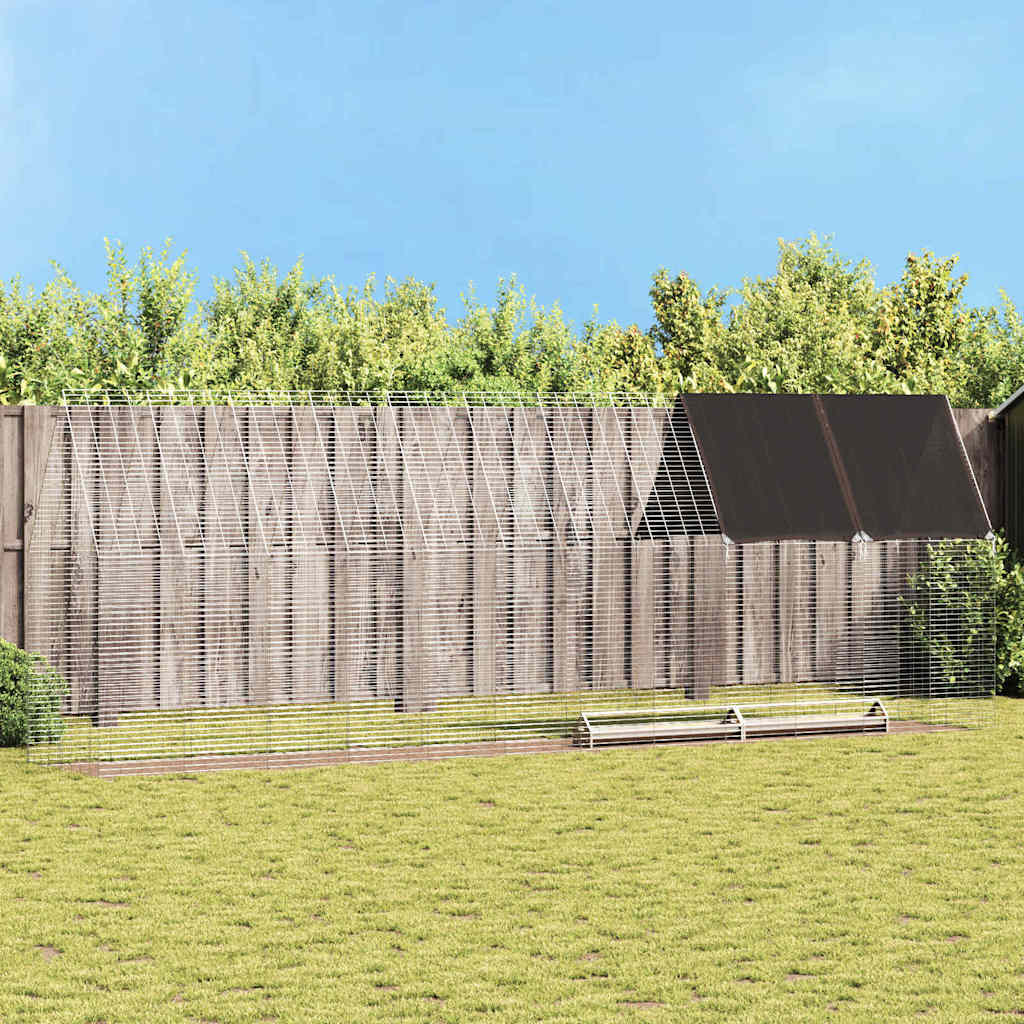 Hühnerkäfig 2 pcs Silber 600 x 100 x 210 cm Verzinkter Stahl