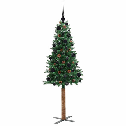Albero di Natale sottile con 150 LED e supporto, verde, 150 cm