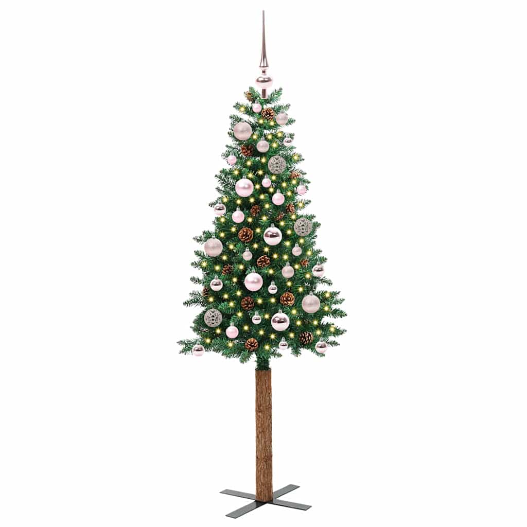 Schlanker Weihnachtsbaum mit 150 LEDs mit Ständer Grün 150 cm