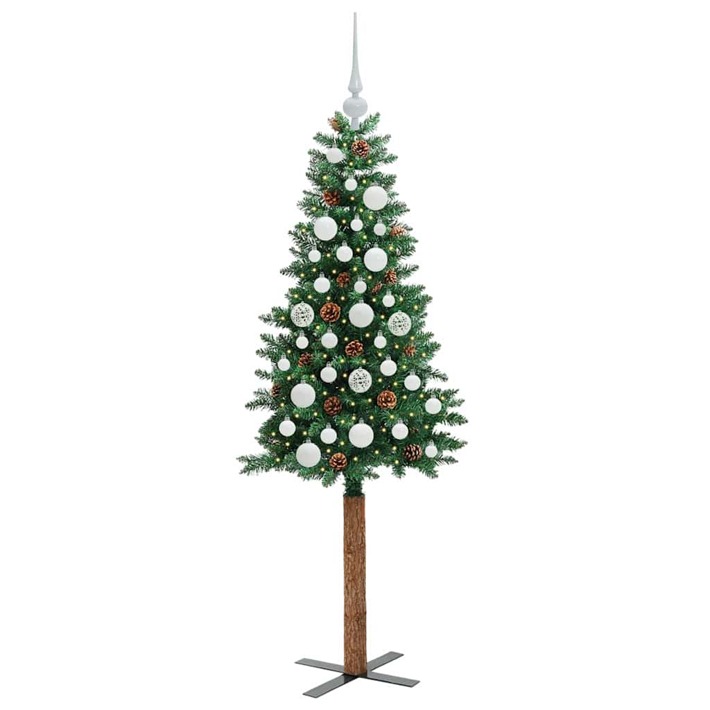 Schlanker Weihnachtsbaum mit 150 LEDs mit Ständer Grün 150 cm