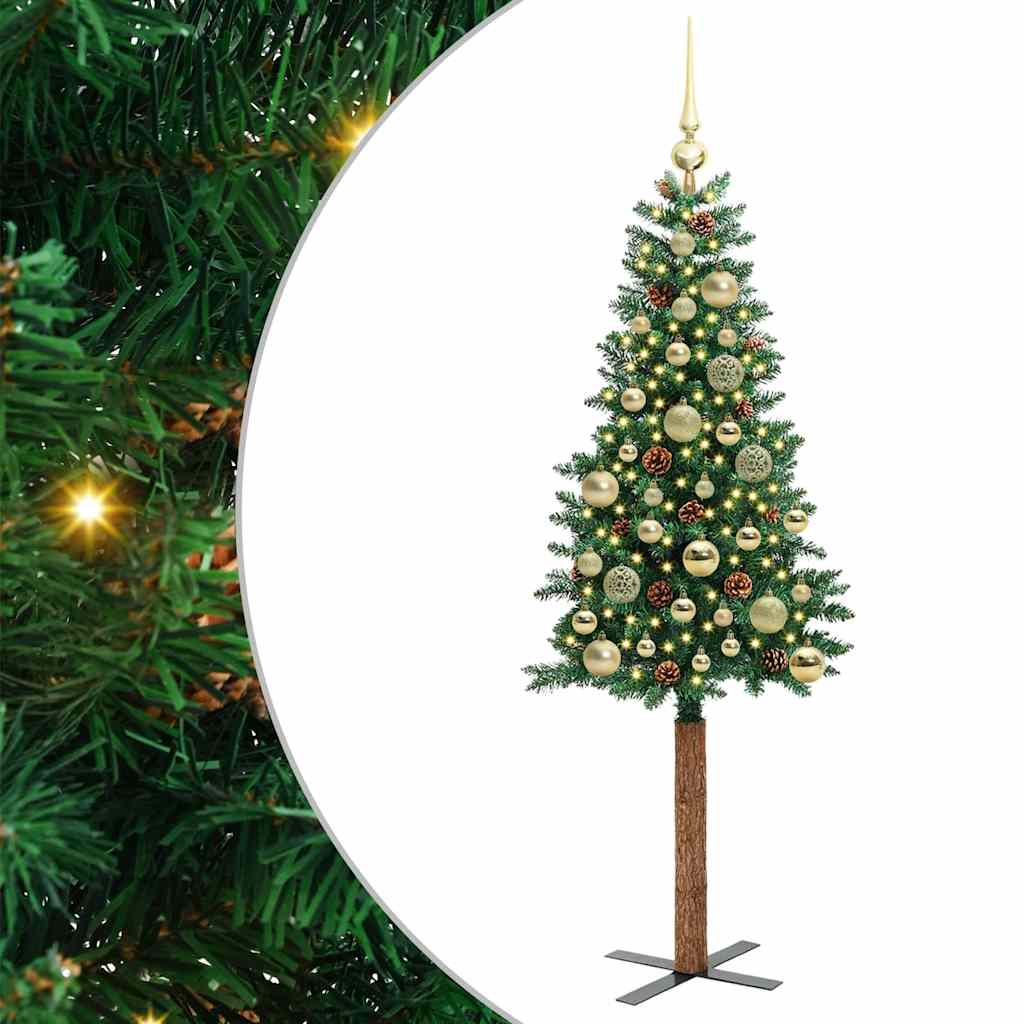 Schlanker Weihnachtsbaum mit 150 LEDs mit Ständer Grün 150 cm