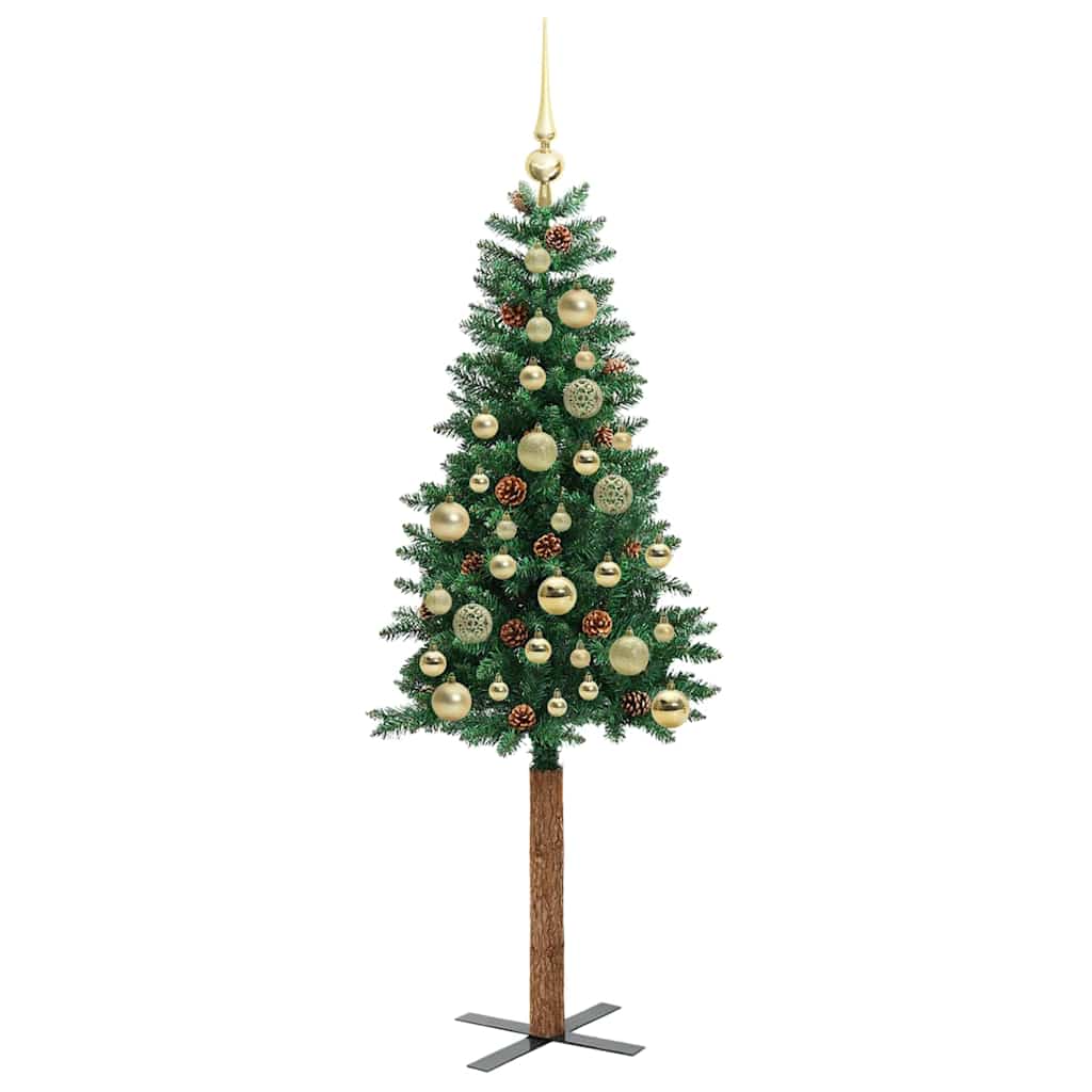 Schlanker Weihnachtsbaum mit 150 LEDs mit Ständer Grün 150 cm
