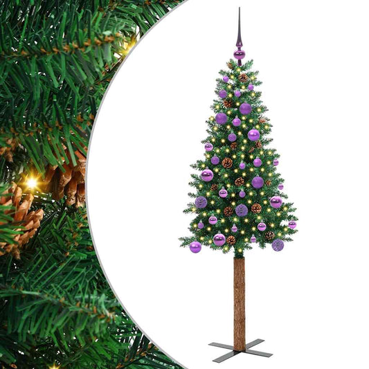 Schlanker Weihnachtsbaum mit 150 LEDs mit Ständer Grün 150 cm