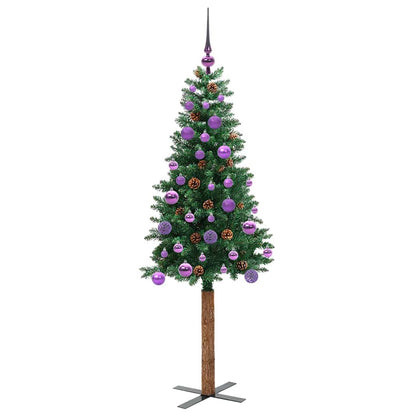 Albero di Natale sottile con 150 LED e supporto, verde, 150 cm