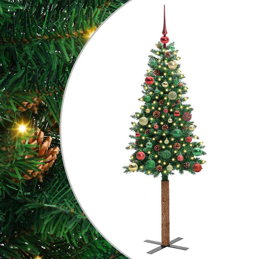 Schlanker Weihnachtsbaum mit 150 LEDs mit Ständer Grün 150 cm