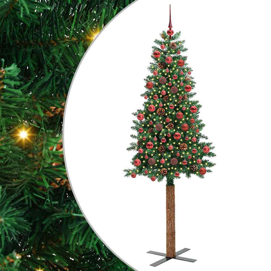 Schlanker Weihnachtsbaum mit 300 LEDs mit Ständer Grün 180 cm