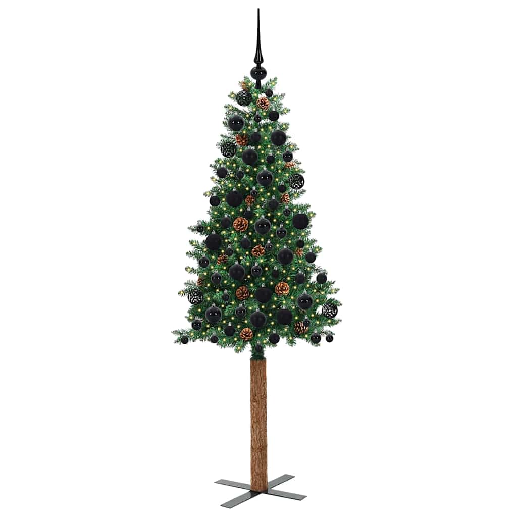 Schlanker Weihnachtsbaum mit 300 LEDs mit Ständer Grün 180 cm