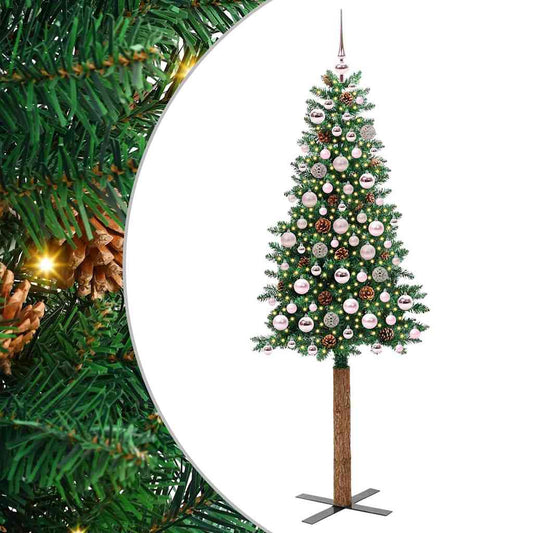 Schlanker Weihnachtsbaum mit 300 LEDs mit Ständer Grün 180 cm