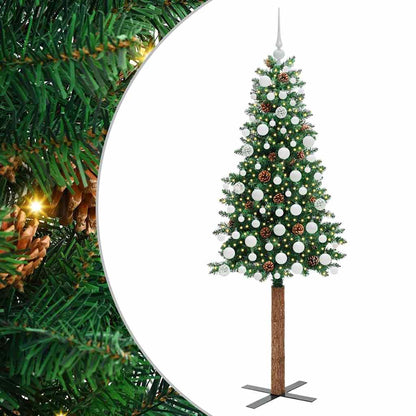Schlanker Weihnachtsbaum mit 300 LEDs mit Ständer Grün 180 cm