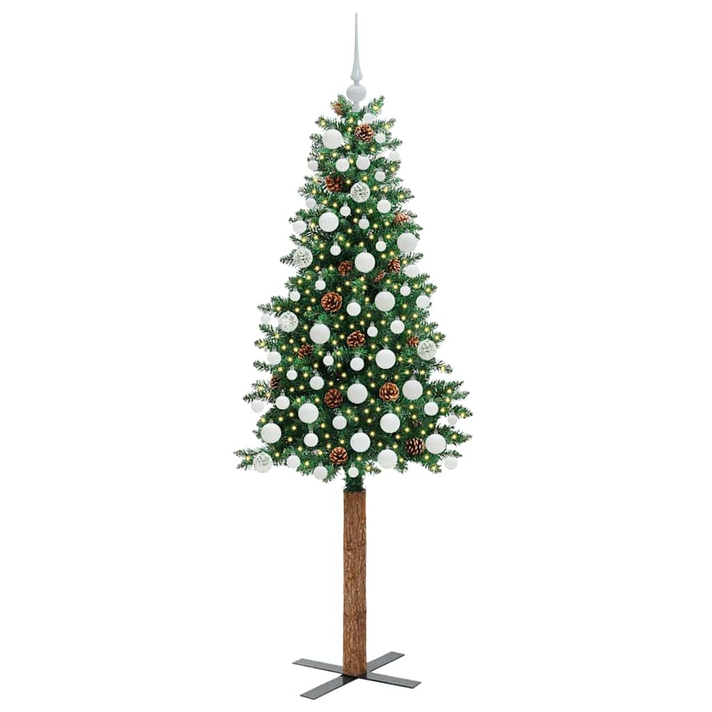 Schlanker Weihnachtsbaum mit 300 LEDs mit Ständer Grün 180 cm
