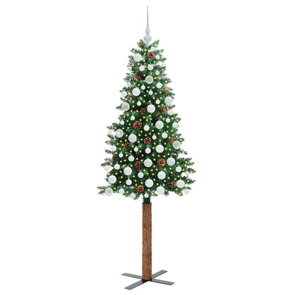 Schlanker Weihnachtsbaum mit 300 LEDs mit Ständer Grün 180 cm