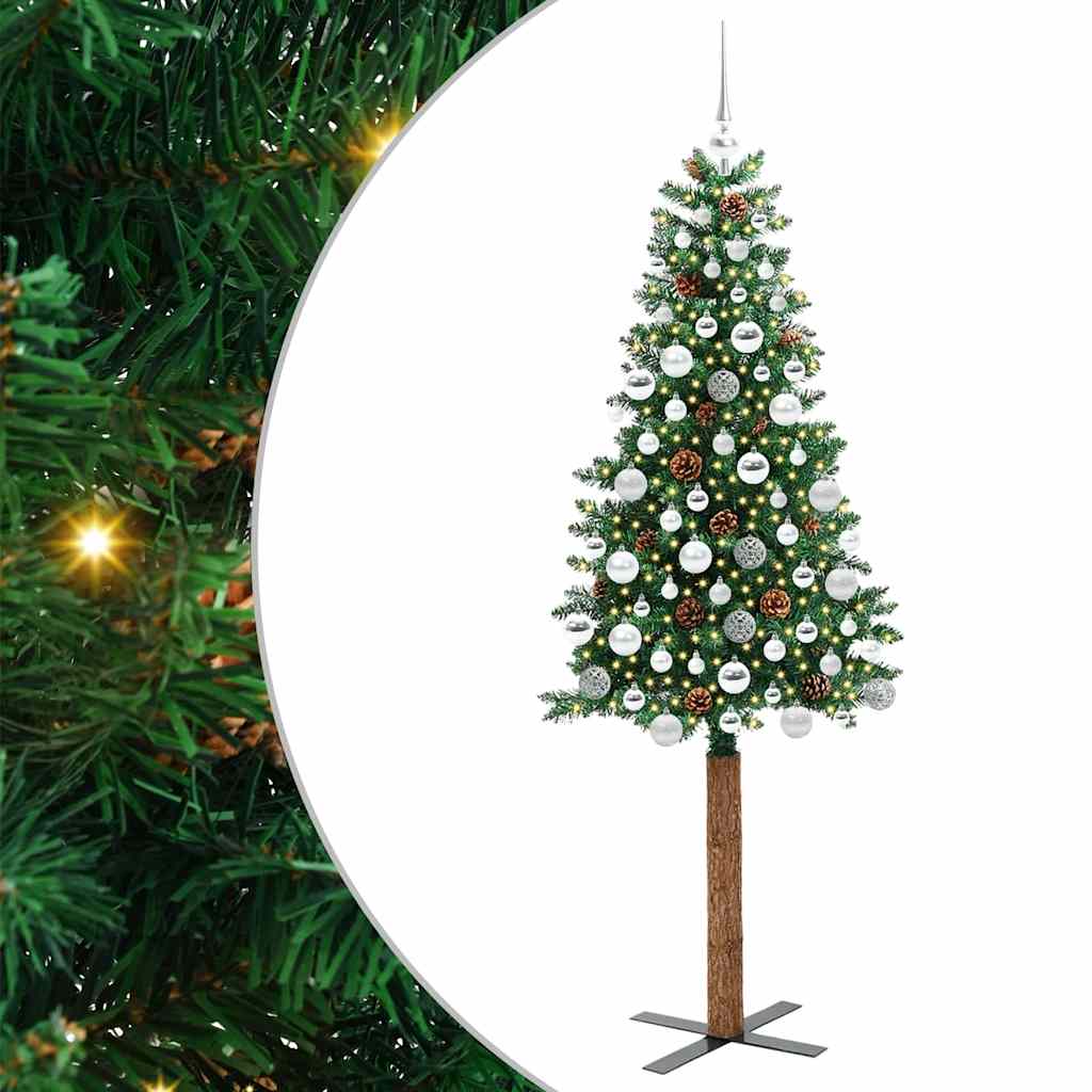 Schlanker Weihnachtsbaum mit 300 LEDs mit Ständer Grün 180 cm