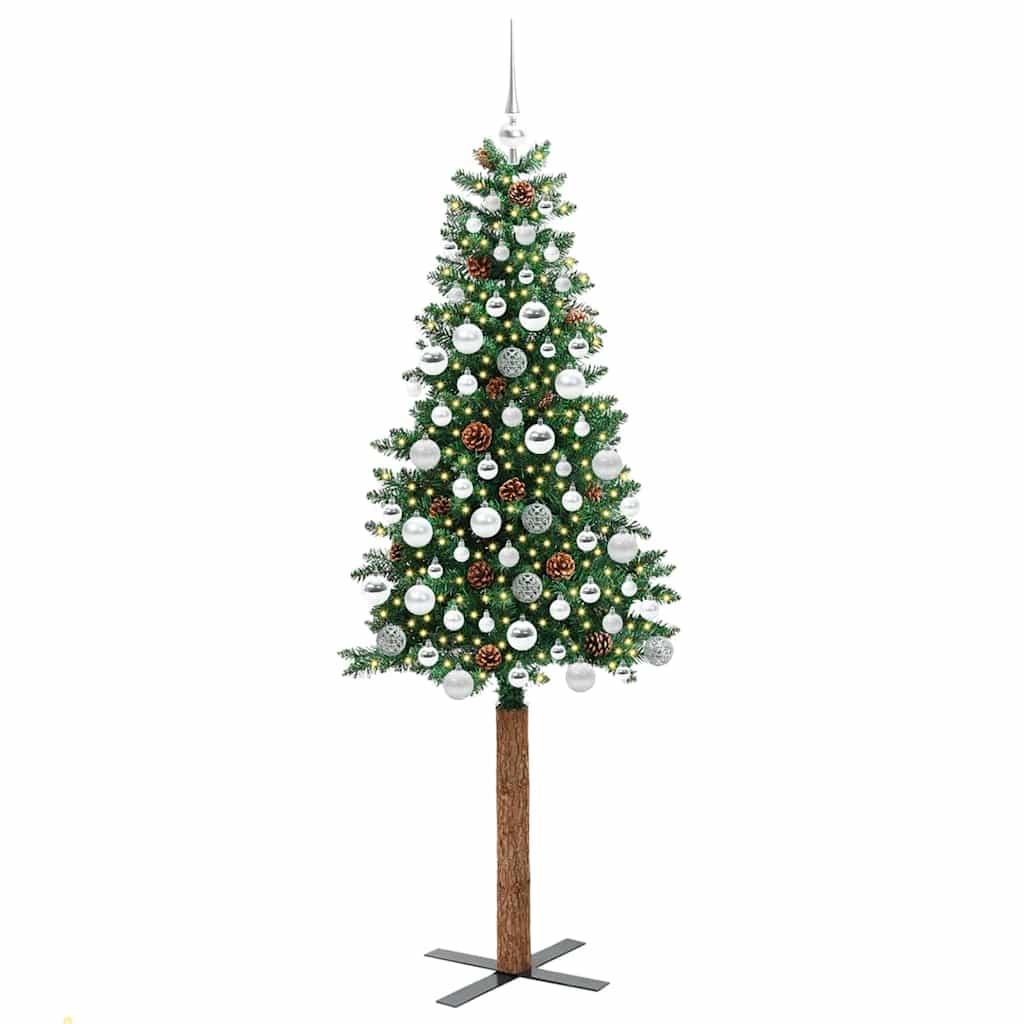 Schlanker Weihnachtsbaum mit 300 LEDs mit Ständer Grün 180 cm