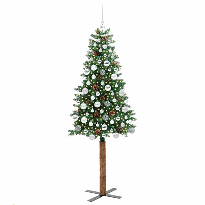 Schlanker Weihnachtsbaum mit 300 LEDs mit Ständer Grün 180 cm